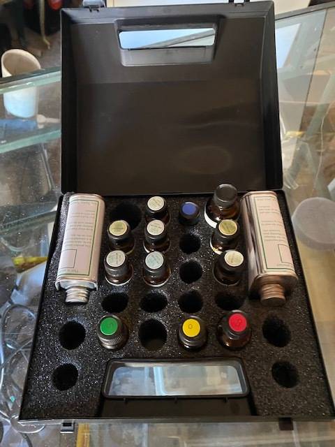 Eve Taylor skin care kit with some partially filled and full bottles