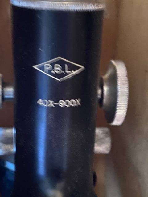 PBL 40X-900X Vintage Microscope complete in wooden box Same model 249 US ON Ebay STUNNING