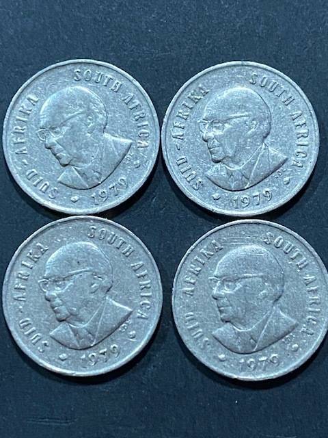 4 RSA 5 cent coins 1979: Good condition !!!