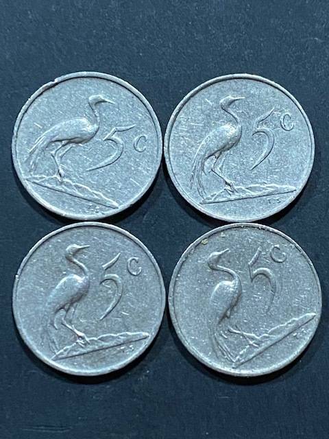 4 RSA 5 cent coins 1979: Good condition !!!