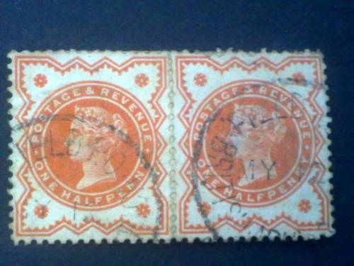 Victoria .Pair with rare Boer war Veldpost Postmark. on small piece .Fine Used