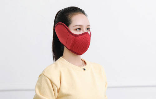 Professional Quality Protective Velvet Cloth 3 Layer Winter Face Masks - Red - Velcro Fastening