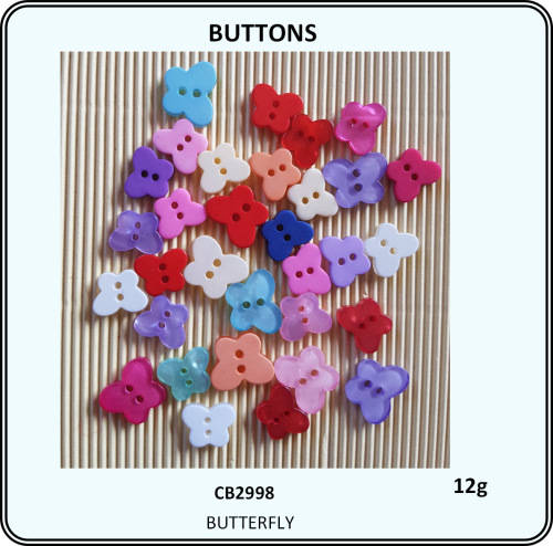 Buttons Plastic BUTTERFLY Mix Des 12g