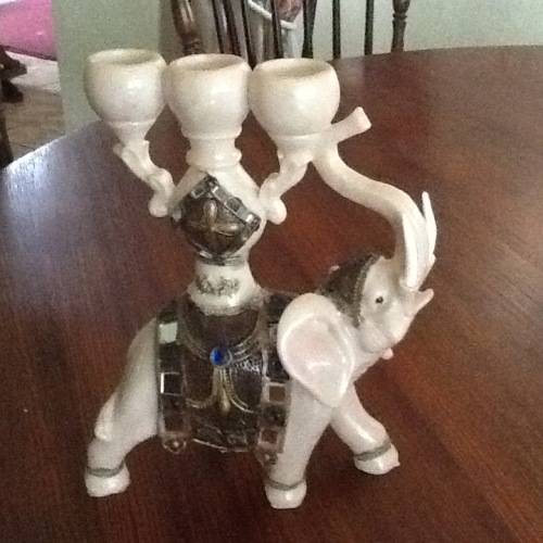 Stunning elephant highly decorated 3 candle holder