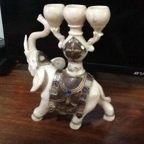 Stunning elephant highly decorated 3 candle holder