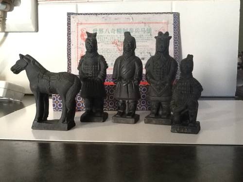 Vintage boxed set of Chinese Hand carved Terracotta Warriors