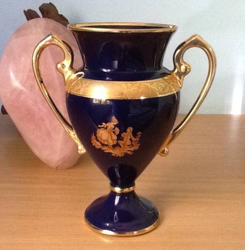 Large vintage Limoges vase in lovely condition, courting couple design