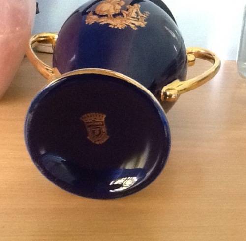 Large vintage Limoges vase in lovely condition, courting couple design