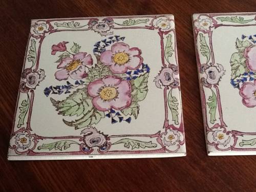 Vintage Johnson tiles with rose pattern
