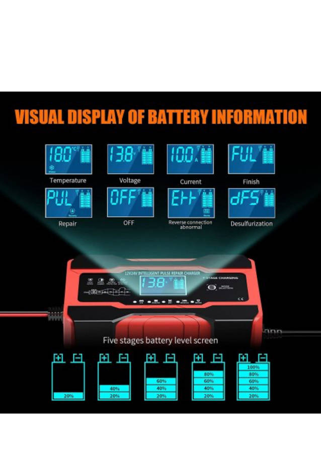10A Battery Charger Automotive 24V and 12V Car Battery Charger Battery Maintainer