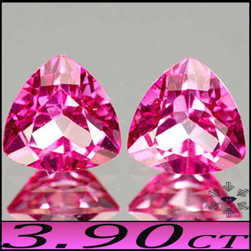 3.90CT TOPAZ TRILLIANT PAIR [VVS] BRAZILIAN PERFECTLY POLISHED PINK GEMS