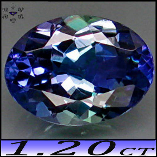 1.20CT RARE VIVID MULTI-COLOUR TANZANITE [VS] - GREEN FLASHING PURPLE-BLUE FANCY OVAL