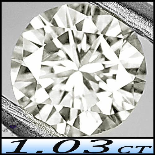 1.03ct Very Light Yellow Ideal Round Diamond (N~I1) - Guaranteed Natural & Unenhanced!!! Certified.
