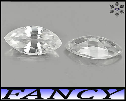 1.53ct Two Brilliant White Zircon Gems - VS - Matching Pair Cambodian Precision Marquise