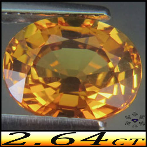 2.64ct Flawless Yellow Oval Sapphire - VS - Lab Created Oval (Synthetic Corundum)