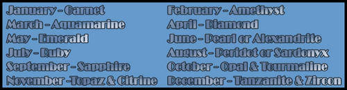 GEMSTONE MONTHS  - BIRTH STONES - STAR STONES - ZODIAC BIRTH STONES - JAGER DIAMONDZ