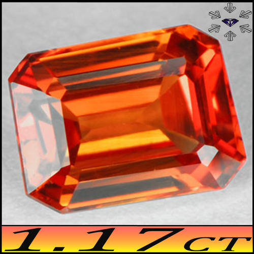 1.17 CT PADPARADSCHA ORANGE LOTUS BLOSSOM CLEAN NATURAL OCTAGON POLISHED SAPPHIRE GEMSTONE.