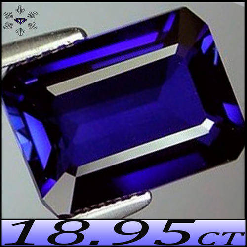 18.95CT CHARISMATIC CORNFLOWER BLUE SYNTHETIC SAPPHIRE POLISHED EMERALD OCTAGON. (CHATUM DIFFUSION)