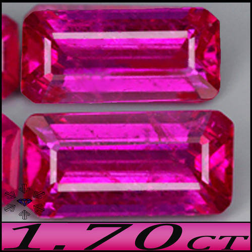 1.70CT TOP RICH RED RUBY PAIR OF EMERALD POLISHED, MADAGASCAN LEAD GLASS TREATED GEMSTONES.