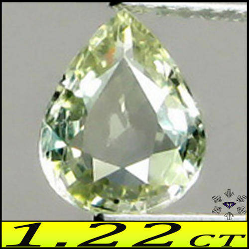 1.22CT SAPPHIRE [VS] ~ LIGHT GREEN NATURAL UNHEATED TANZANIAN PEAR GEMSTONE, WITH FLASHES OF FIRE.
