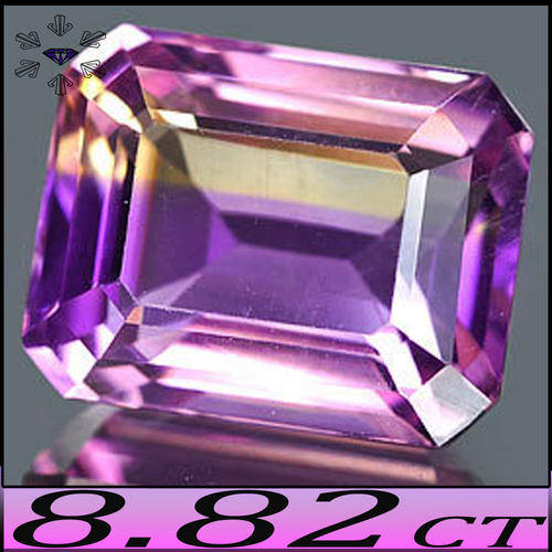 8.82 CT INTERNALLY FLAWLESS BOLIVIAN AMETRINE, AN OCTAGON GEM WITH BLUISH PURPLE AND YELLOW COLOURS.