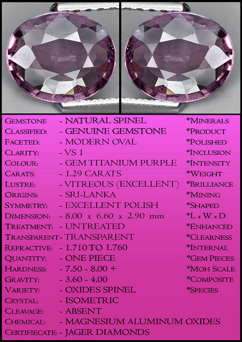 GEM TITANIUM PURPLE SPINEL, A CLEAN  UNHEATED OVAL SRI LANKAN GEMSTONE.