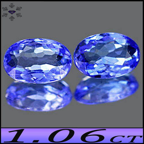 1.06CT NATURAL TANZANITE'S [VS] ~ PRECISION POLISHED PAIR OF VIOLET BLUE OVAL GEMSTONES.