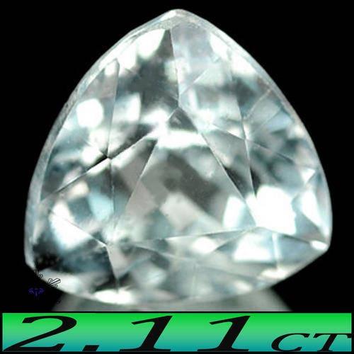 2.11CT NATURAL AQUAMARINE [VS] ~ LUSTREOUS PAKISTANI LIGHT GREENISH TRILLIANT POLISHED GEMSTONE.