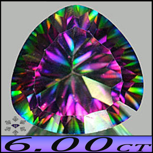 6.00CT VIVID TRILLIANT MYSTIC RAINBOW QUARTZ [VVS] ~ RED AND PURPLE FIRE GREEN GEMSTONE..