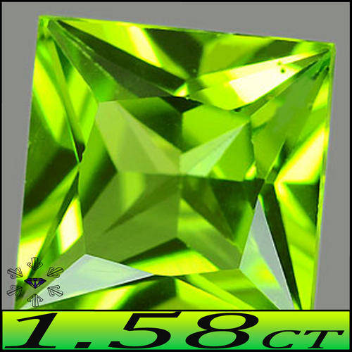 1.58CT UNHEATED GEM GREEN PERIDOT [VVS] ~ SQUARE PRINCESS POLISHED THAILAND GEMSTONE.. .