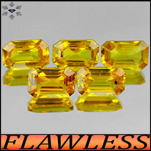 1.77ct  PARCEL OF FIVE MATCHING SONGEA SAPPHIRE'S [VVS] ~ GOLDEN EMERALD OCTAGON NATURAL GEMSTONES