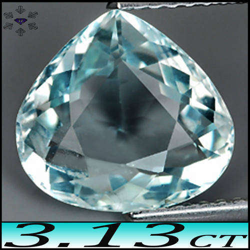 3.13CT LIGHT BLUE AQUAMARINE ~ UNHEATED 100% NATURAL PORTUGUESE FACETED PEAR