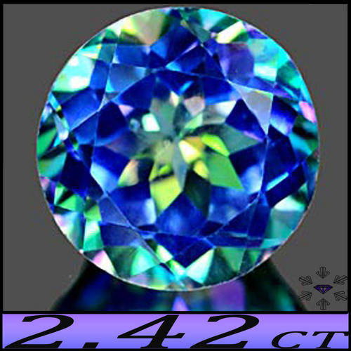 2.42ct GEM CELEBRITY LURE TOPAZ [IF] ~ FLAWLESS CLEAN BLUE MYSTIC BRILLIANT ROUND