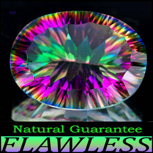 20.13CT MYSTIC GREEN QUARTZ [VVS] TANTALIZING INTENSE FIRE IN A CONCAVE OVAL