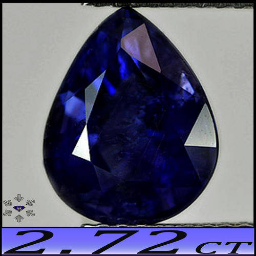 2.72CT VIVID GEM VIOLET BLUE IOLITE - MADAGASCAN PERFECT UNHEATED PEAR