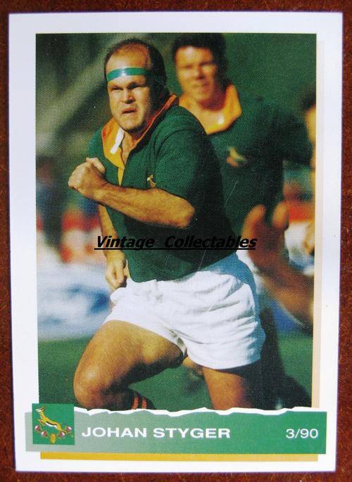SPRINGBOKS 1994 Rugby Card - JOHAN STYGER - 3/90