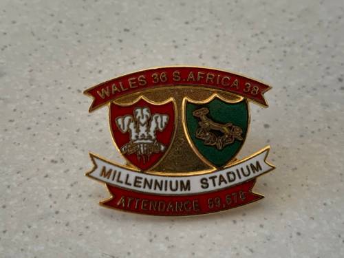 Wales vs South Africa - Attendance Millennium Stadium - Rugby Match Pin Badge