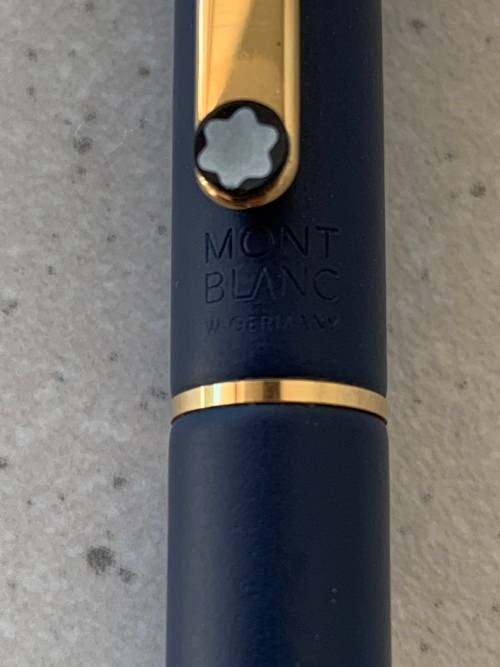 Montblanc Ballpoint Pen - Dark Blue Epoxy with Gold Trim - 1980s