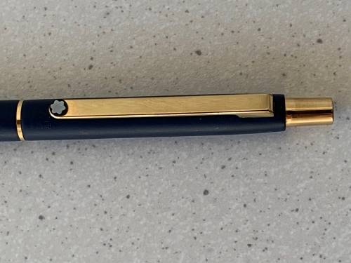 Montblanc Ballpoint Pen - Dark Blue Epoxy with Gold Trim - 1980s