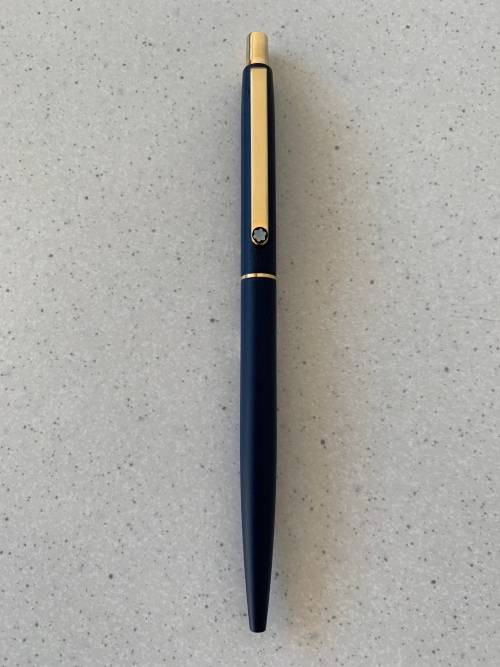 Montblanc Ballpoint Pen - Dark Blue Epoxy with Gold Trim - 1980s