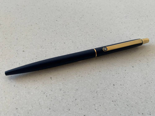 Montblanc Ballpoint Pen - Dark Blue Epoxy with Gold Trim - 1980s