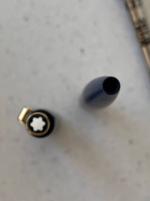 Montblanc Ballpoint Pen - Dark Blue Epoxy with Gold Trim - 1980s