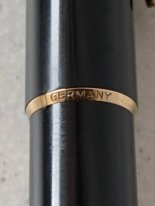 Vintage 1970s Montblanc Black Precious Resin and Gold Trim Ballpoint Pen