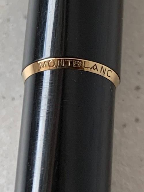 Vintage 1970s Montblanc Black Precious Resin and Gold Trim Ballpoint Pen