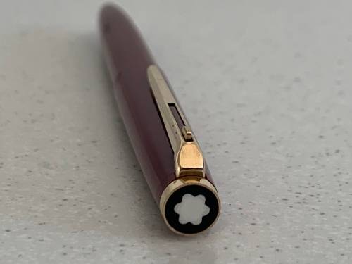 Vintage 1970s Montblanc Burgundy Red Resin and Gold Trim Ballpoint Pen