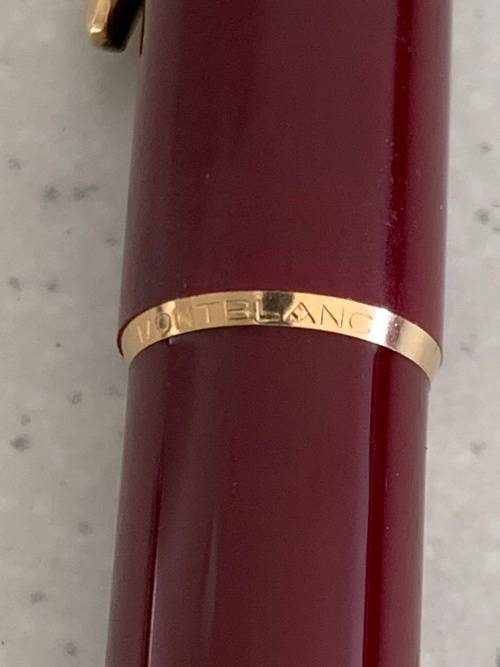 Vintage 1970s Montblanc Burgundy Red Resin and Gold Trim Ballpoint Pen