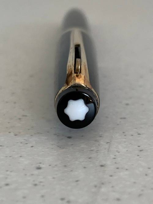 Vintage 1960s Montblanc Meisterstuck Black Resin and Gold Trim Ballpoint Pen