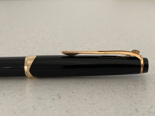 Vintage 1960s Montblanc Meisterstuck Black Resin and Gold Trim Ballpoint Pen
