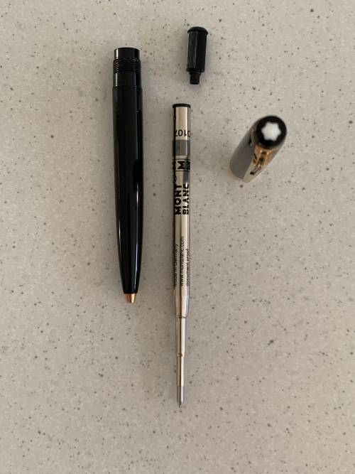 Vintage 1960s Montblanc Meisterstuck Black Resin and Gold Trim Ballpoint Pen