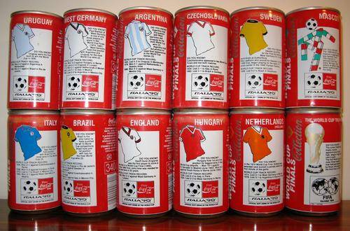 COCA COLA *ITALIA '90* Complete Soccer World Cup 12 Can Set SOUTH AFRICA  **VERY RARE**